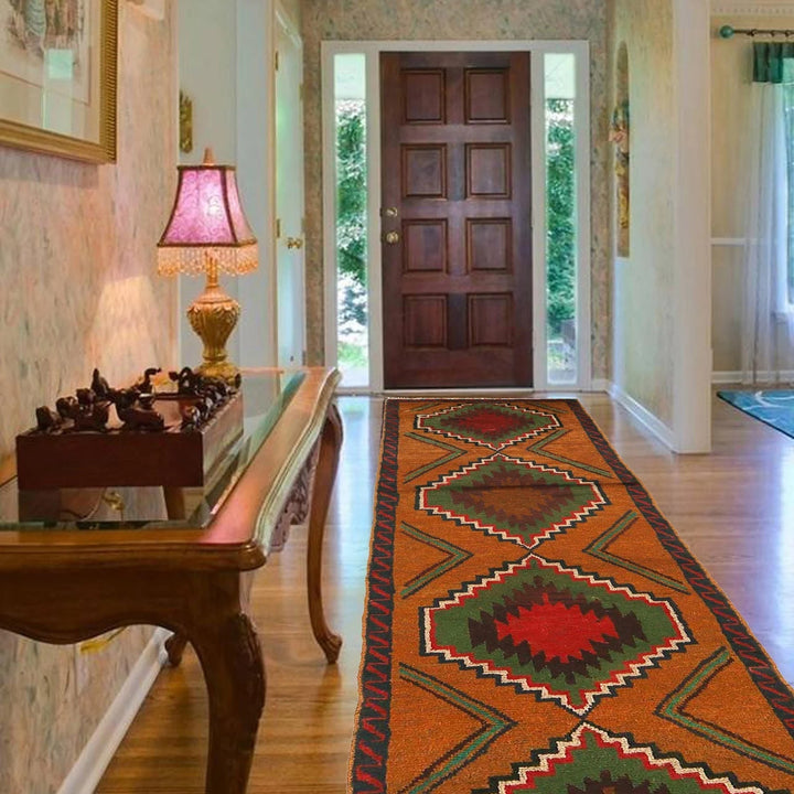 Orange Afghan Baluchi Rug 2' 0" x 8' 2" Hand-Knotted | No. AL77129