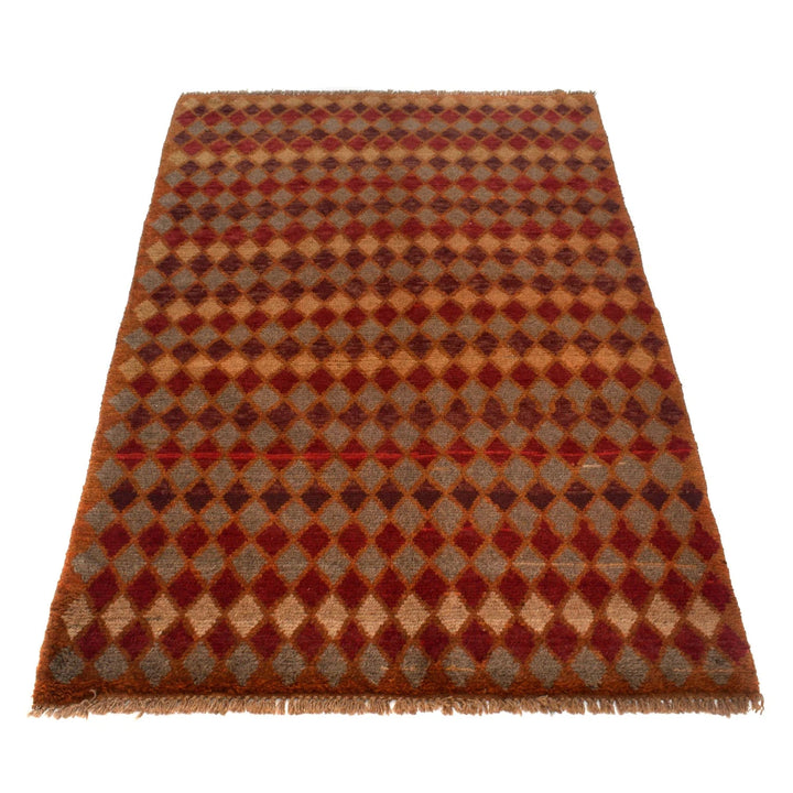 Orange Afghan Baluchi Rug 3' 7" x 6' 2" Hand-Knotted | No. AL77133