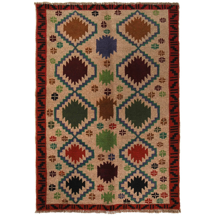 Afghan Baluchi Rug 4' 1" x 6' 0" Hand-Knotted | No. AL77155