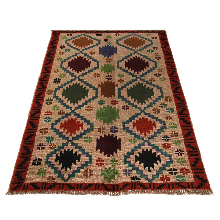 Afghan Baluchi Rug 4' 1" x 6' 0" Hand-Knotted | No. AL77155