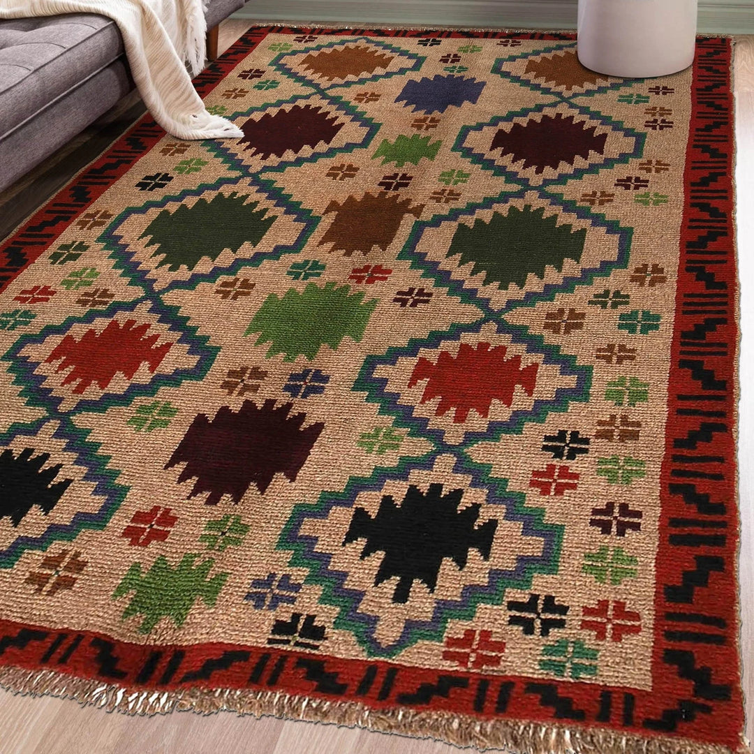 Afghan Baluchi Rug 4' 1" x 6' 0" Hand-Knotted | No. AL77155
