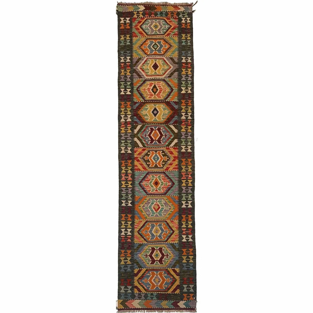 Afghan Kilim Rug 2' 6" x 10' 0" Flat-Weave | No. AL77214