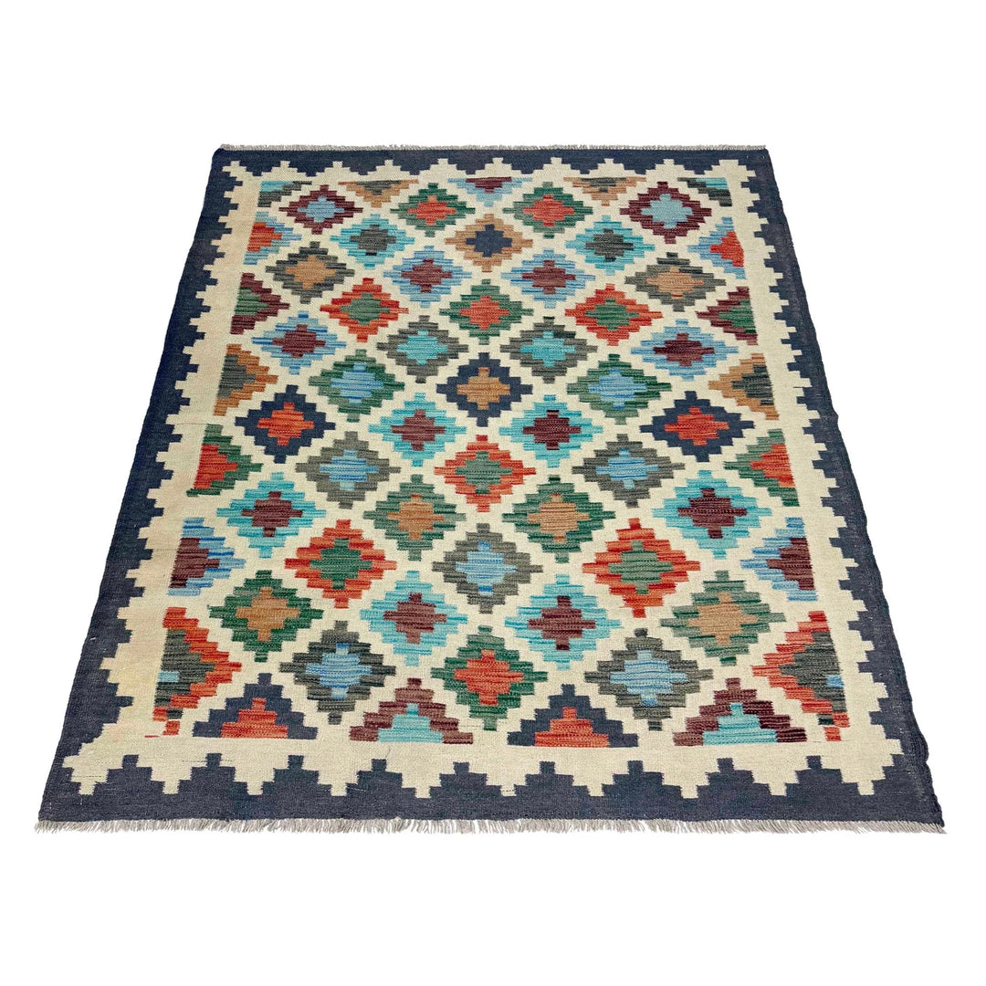 Afghan Vegetable Kilim Rug 4' 9" x 6' 9" Flat-Weave | No. AL772476