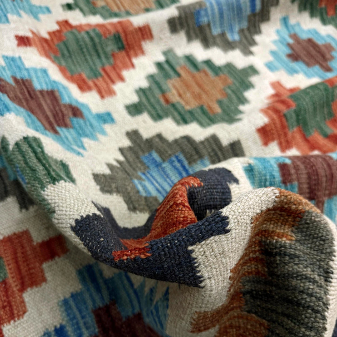 Afghan Vegetable Kilim Rug 4' 9" x 6' 9" Flat-Weave | No. AL772476