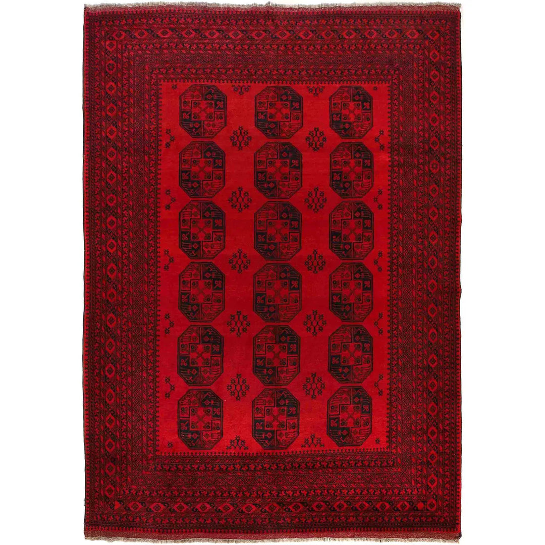 Red Afghan Filpa Rug 8' 8" x 11' 5" Hand-Knotted | No. AL772501