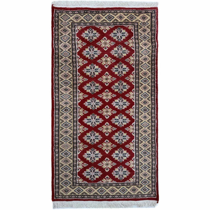 Red Pakistani Jaldar Rug 3' 1" x 5' 2" Hand-Knotted | No. AL77253
