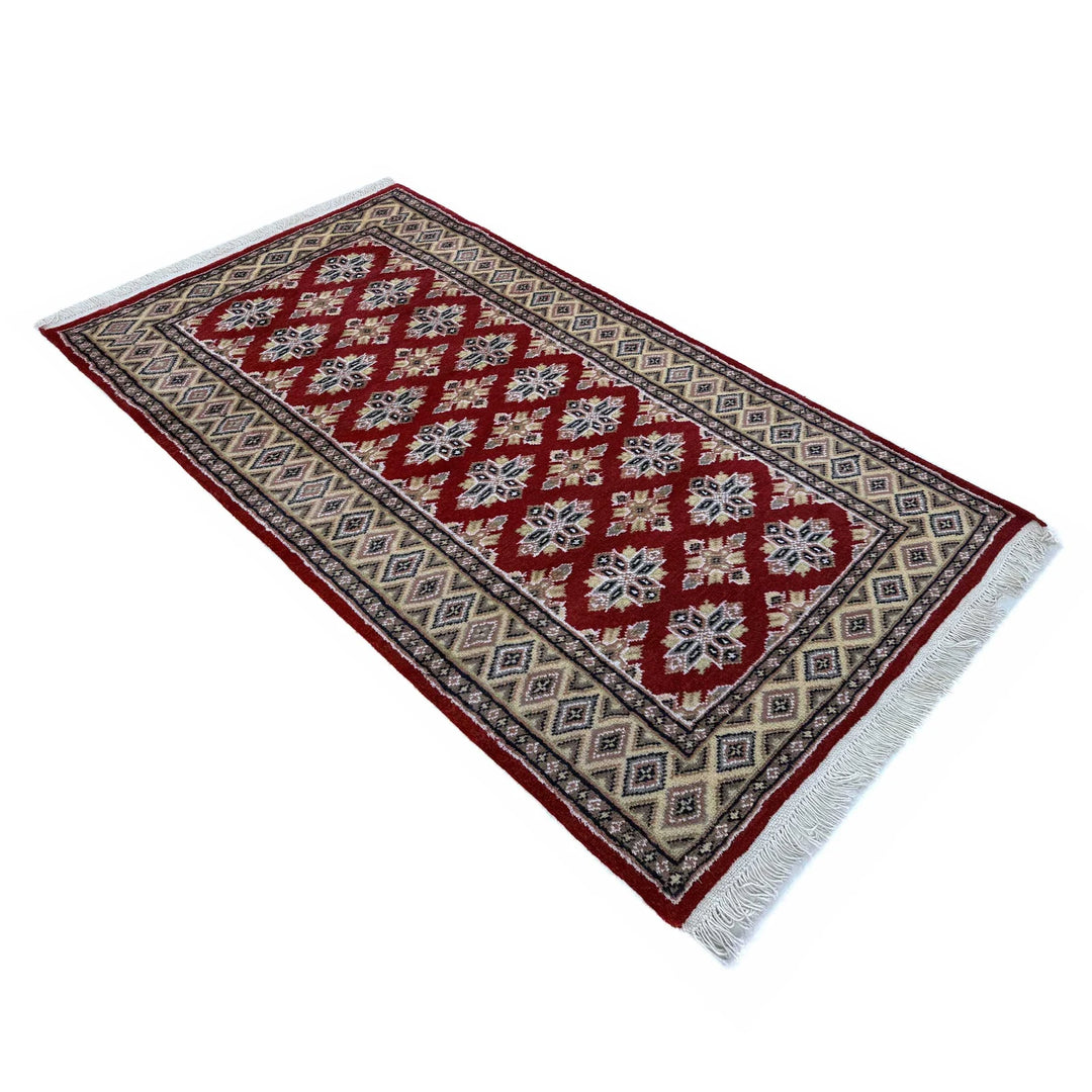 Red Pakistani Jaldar Rug 3' 1" x 5' 2" Hand-Knotted | No. AL77253