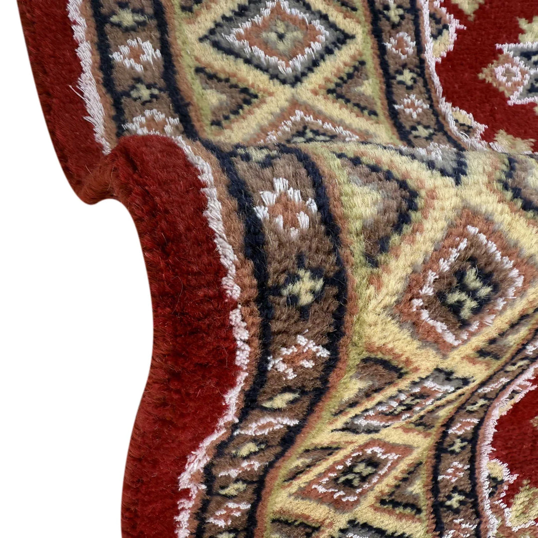 Red Pakistani Jaldar Rug 3' 1" x 5' 2" Hand-Knotted | No. AL77253