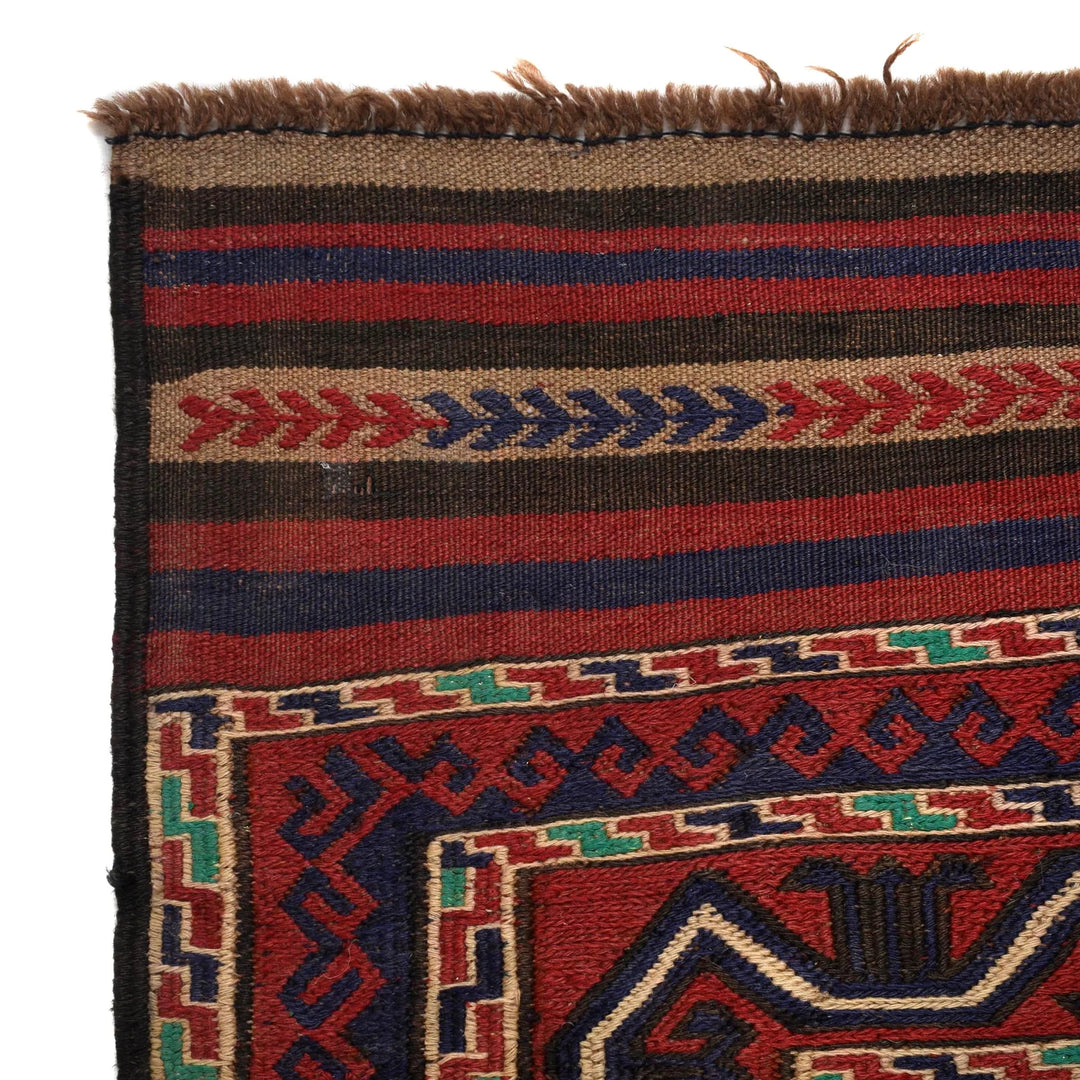 Beige Afghan Saghari Kilim Rug 4' 4" x 6' 6" Flat-Weave | No. AL77346