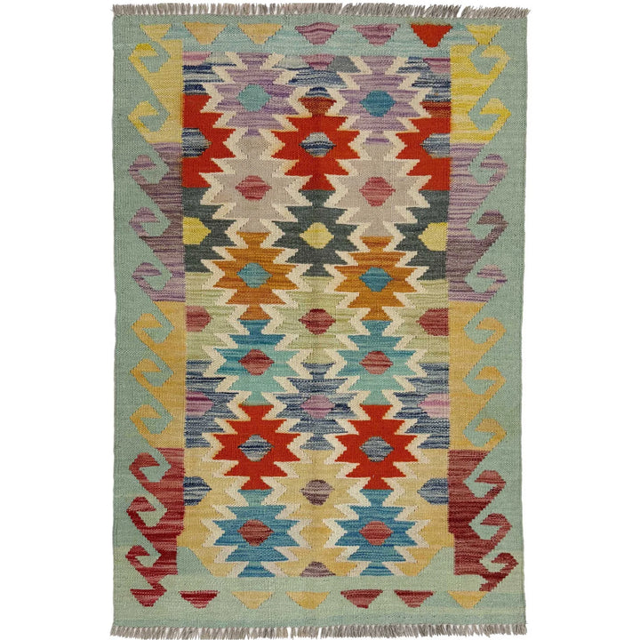 Afghan Vegetable Kilim Rug 2' 7" x 4' 0" Flat-Weave | No. AL773892