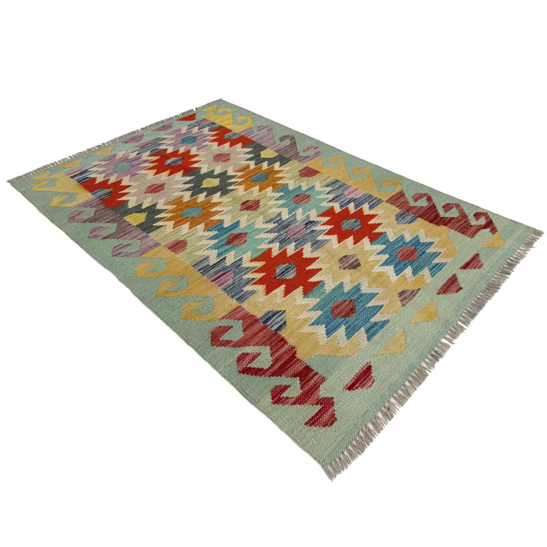 Afghan Vegetable Kilim Rug 2' 7" x 4' 0" Flat-Weave | No. AL773892