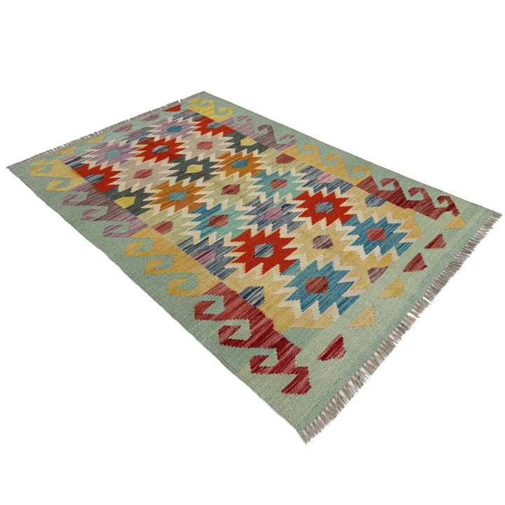 Afghan Vegetable Kilim Rug 2' 7" x 4' 0" Flat-Weave | No. AL773892
