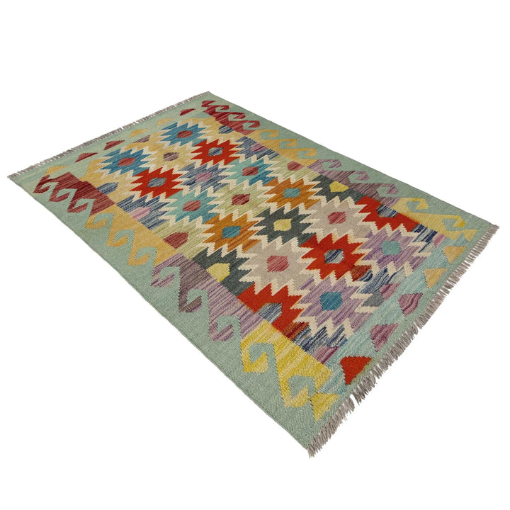 Afghan Vegetable Kilim Rug 2' 7" x 4' 0" Flat-Weave | No. AL773892
