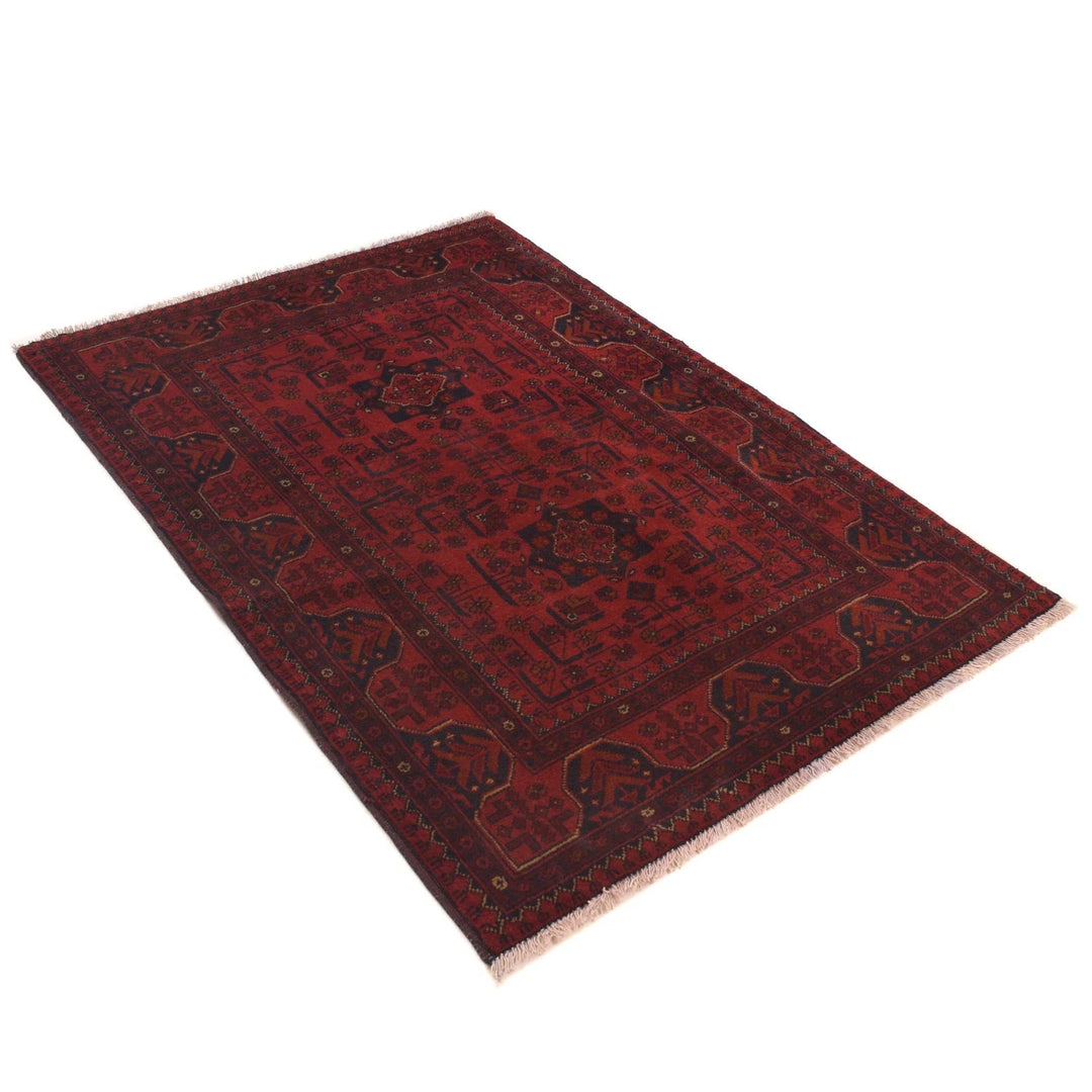 Red Afghan Khal Mohammadi Rug 3' 6" x 5' 0" Hand-Knotted | No. AL77394