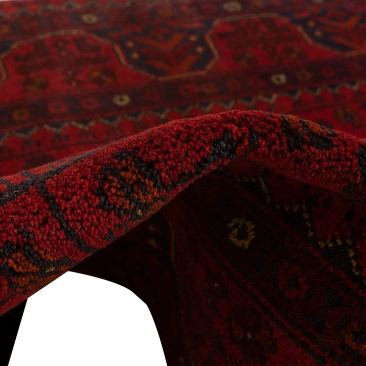 Red Afghan Khal Mohammadi Rug 3' 6" x 5' 0" Hand-Knotted | No. AL77394