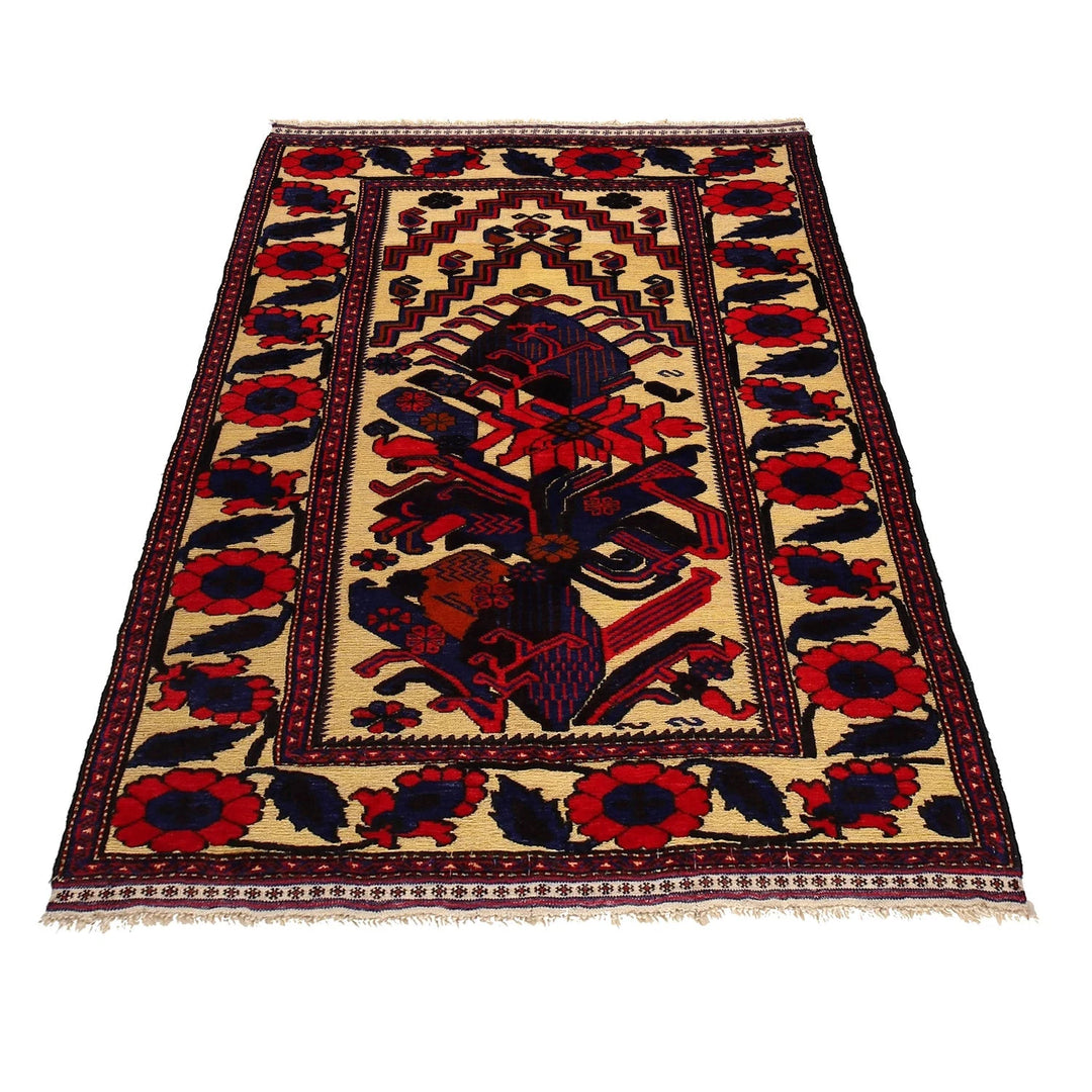 Yellow Afghan Barjista Kilim Rug 3' 11" x 5' 10" Flat-Weave | No. AL77415