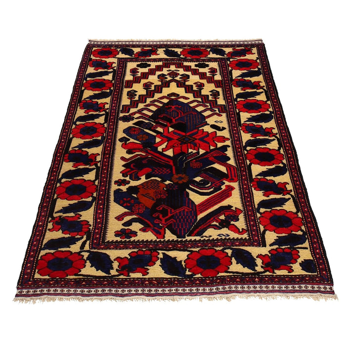 Yellow Afghan Barjista Kilim Rug 3' 11" x 5' 10" Flat-Weave | No. AL77415