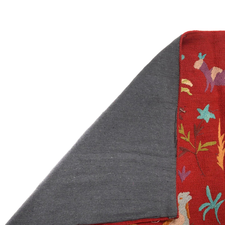 Red Pakistani Kilim Rug 5' 0" x 6' 11" Flat-Weave | No. AL77418