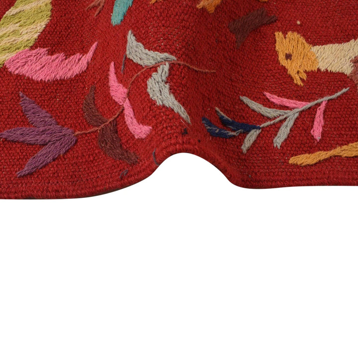 Red Pakistani Kilim Rug 5' 0" x 6' 11" Flat-Weave | No. AL77418