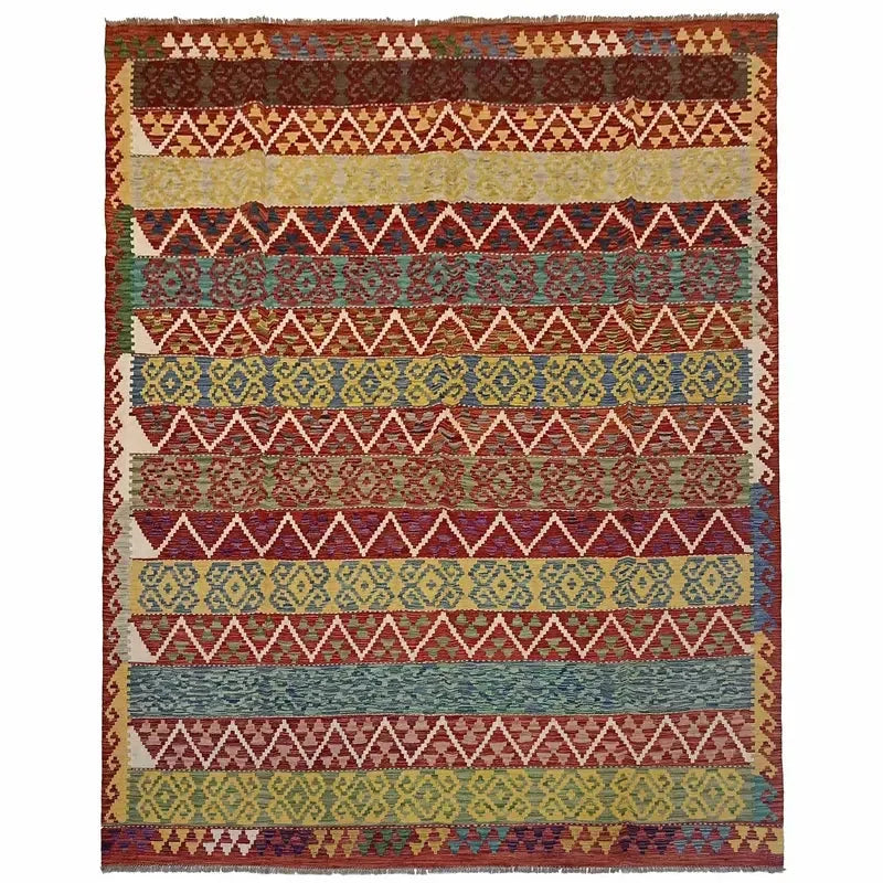 Afghan Kilim Rug 8' 3" x 9' 9" Flat-Weave | No. AL77431