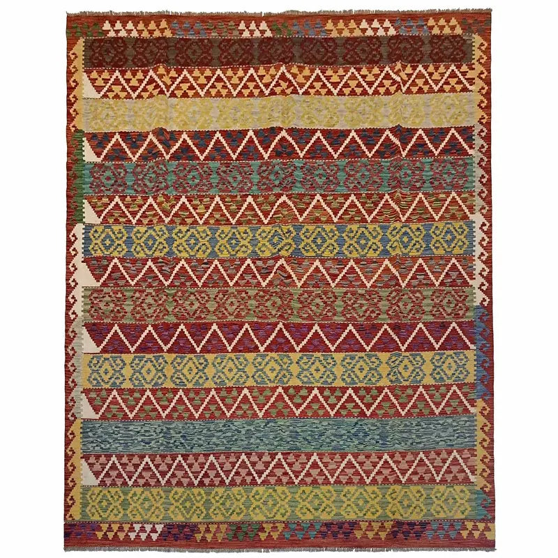 Afghan Kilim Rug 8' 3" x 9' 9" Flat-Weave | No. AL77431