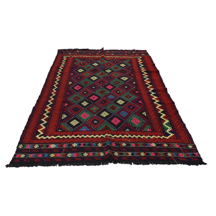 Afghan Suzuni Rug 5' 1" x 8' 5" Flat-Weave | No. AL77522