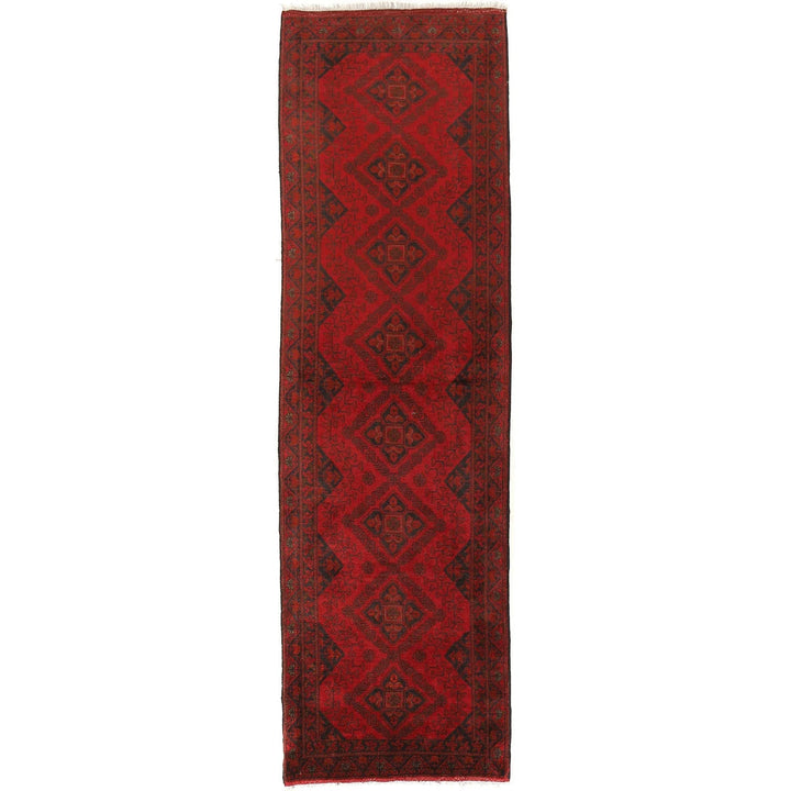 Red Afghan Khal Mohammadi Rug 2' 5" x 9' 6" Hand-Knotted | No. AL77552