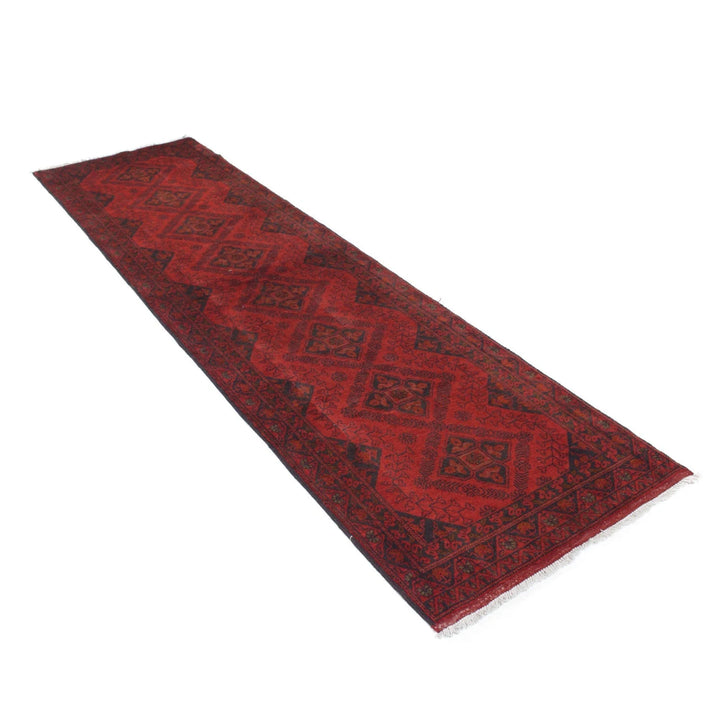 Red Afghan Khal Mohammadi Rug 2' 5" x 9' 6" Hand-Knotted | No. AL77552