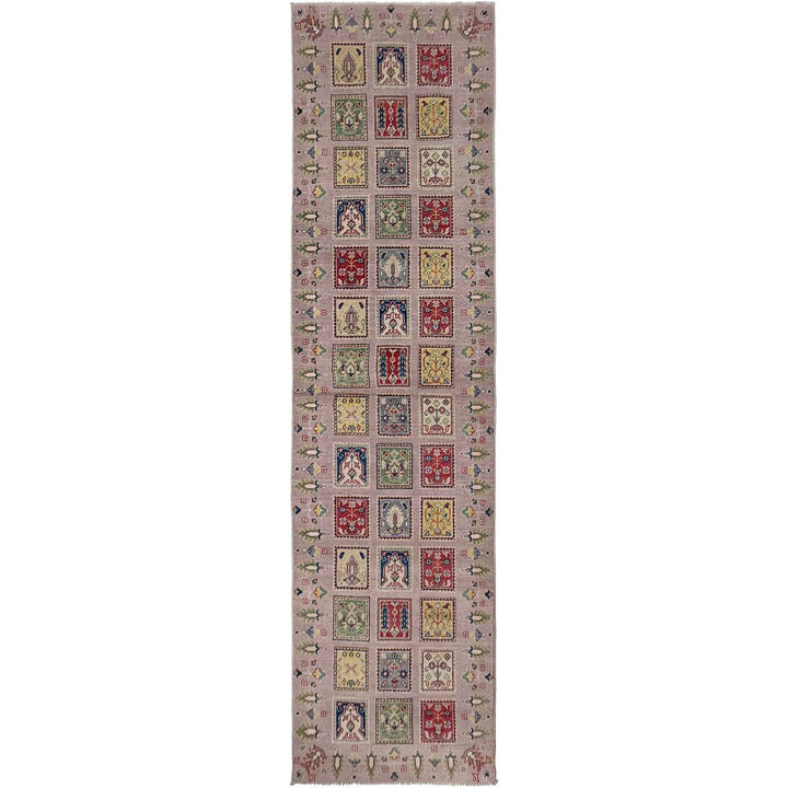 Pink Afghan Bakhtiar Runner Rug 2' 9" x 10' 2" Hand-Knotted | No. AL77617