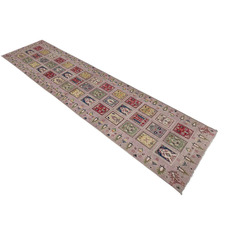 Pink Afghan Bakhtiar Runner Rug 2' 9" x 10' 2" Hand-Knotted | No. AL77617