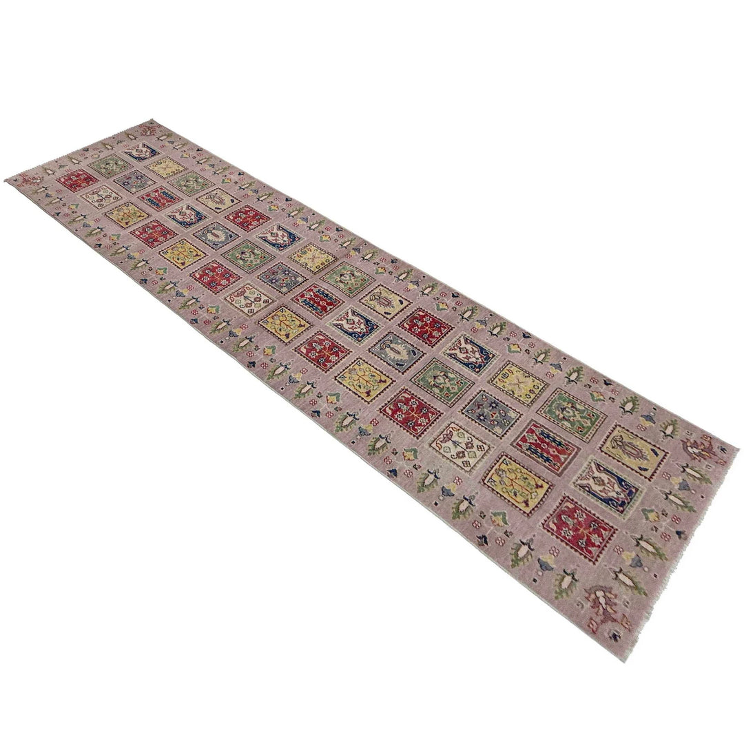 Pink Afghan Bakhtiar Runner Rug 2' 9" x 10' 2" Hand-Knotted | No. AL77617