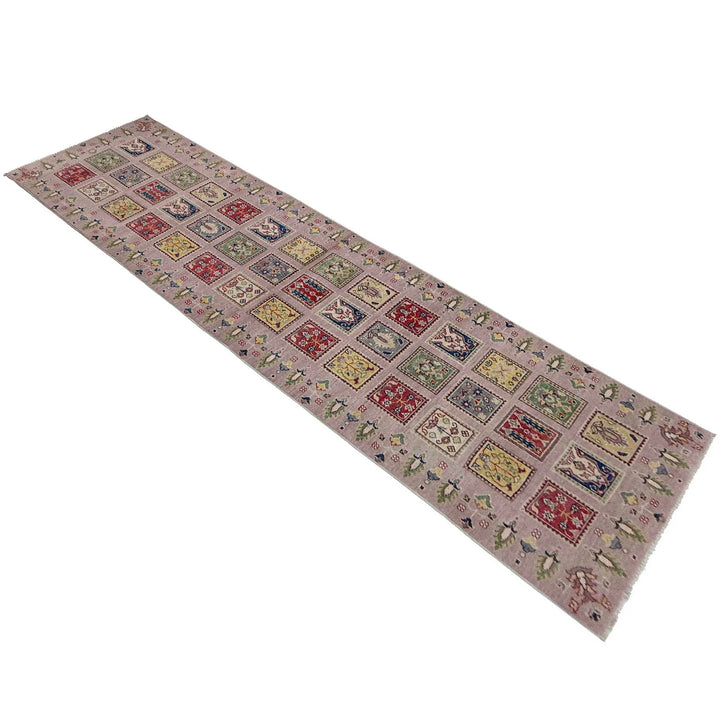Pink Afghan Bakhtiar Runner Rug 2' 9" x 10' 2" Hand-Knotted | No. AL77617