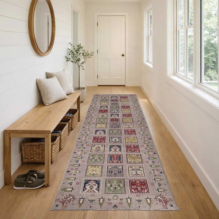 Pink Afghan Bakhtiar Runner Rug 2' 9" x 10' 2" Hand-Knotted | No. AL77617