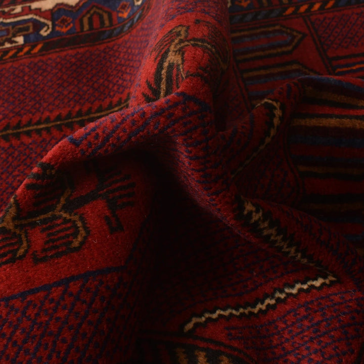 Red Afghan Prayer Rug 2' 11" x 4' 5" Hand-Knotted | No. AL77642