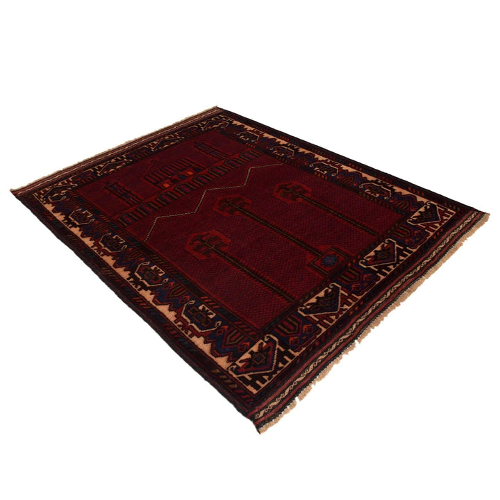 Red Afghan Prayer Rug 2' 11" x 4' 5" Hand-Knotted | No. AL77642