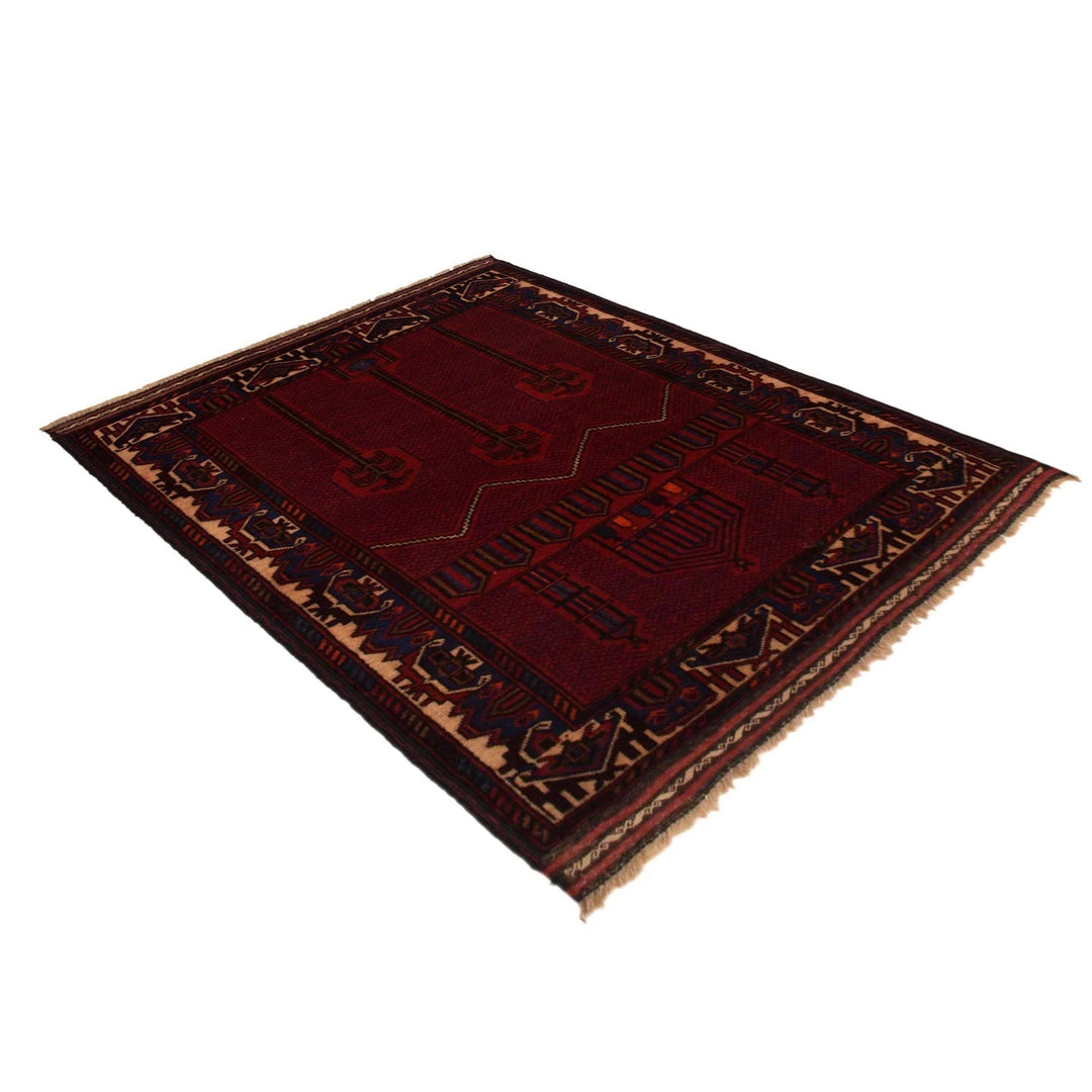 Red Afghan Prayer Rug 2' 11" x 4' 5" Hand-Knotted | No. AL77642