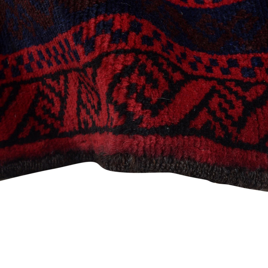 Red Afghan Bokhara Rug 9' 1" x 12' 2" Hand-Knotted | No. AL77770