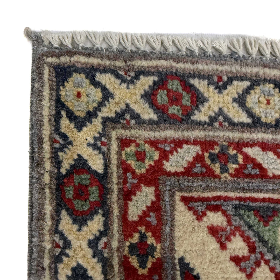 Gray Afghan Kazak Rug 4' 9" x 6' 7" Hand-Knotted | No. AL77820