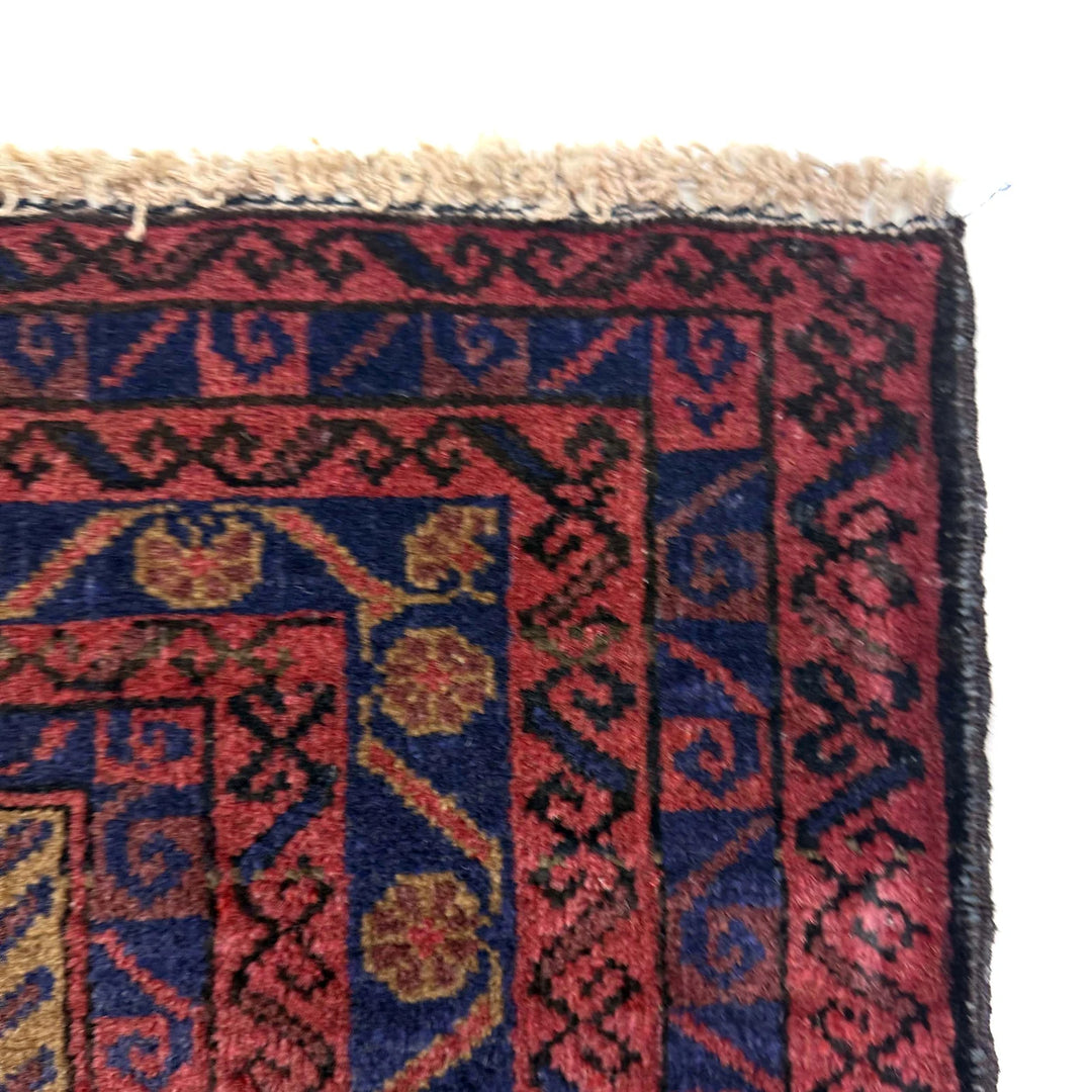 Multicolor Afghan Prayer Rug Rug 2' 11" x 3' 9" Hand-Knotted | No. AL77826