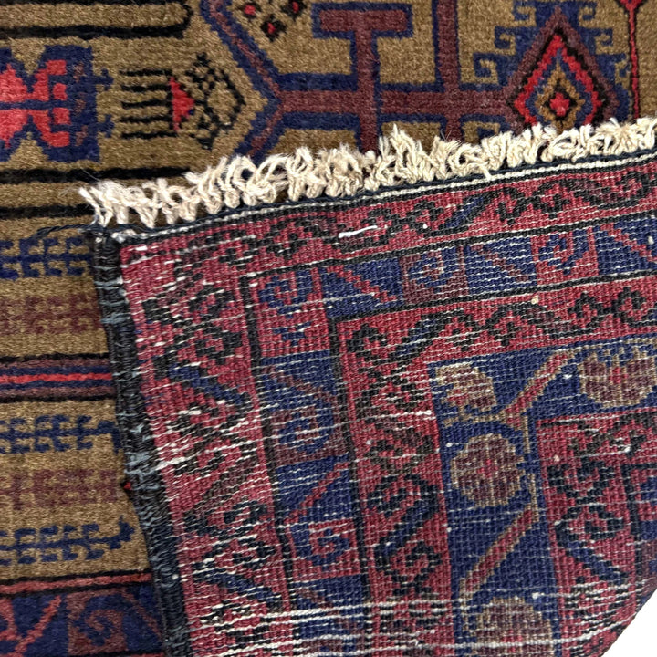 Multicolor Afghan Prayer Rug Rug 2' 11" x 3' 9" Hand-Knotted | No. AL77826