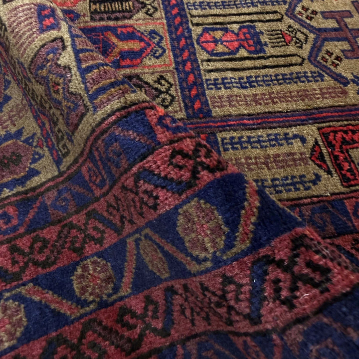 Multicolor Afghan Prayer Rug Rug 2' 11" x 3' 9" Hand-Knotted | No. AL77826