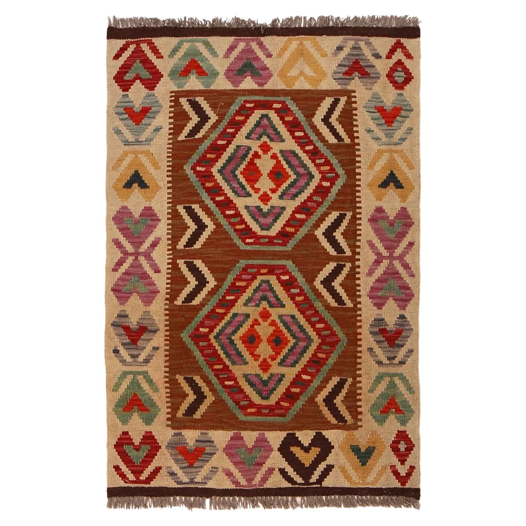 Afghan Vegetable Kilim Rug 2' 8" x 4' 0" Flat-Weave | No. AL77932