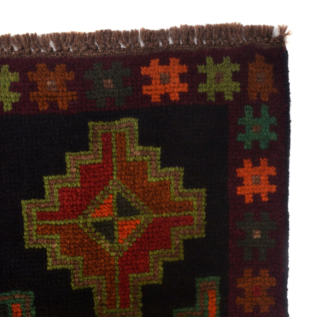 Black Afghan Baluchi Rug 3' 11" x 6' 1" Hand-Knotted | No. AL77937