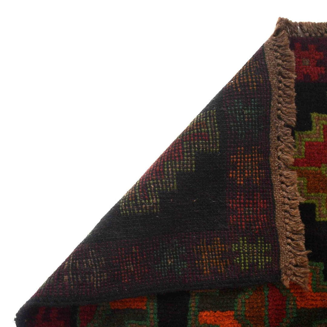 Black Afghan Baluchi Rug 3' 11" x 6' 1" Hand-Knotted | No. AL77937