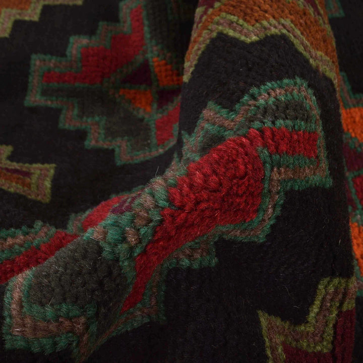 Black Afghan Baluchi Rug 3' 11" x 6' 1" Hand-Knotted | No. AL77937