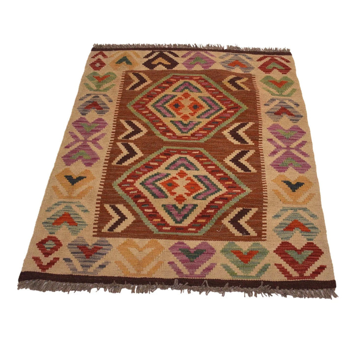 Afghan Chobi Kilim Rug 2' 8" x 4' 0" Flat-Weave | No. AL77957