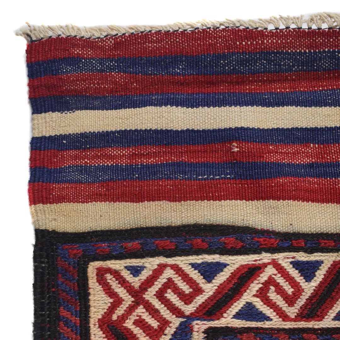 Beige Afghan Saghari Kilim Rug 6'6" x 8'6" Hand-Knotted | No. AL78001