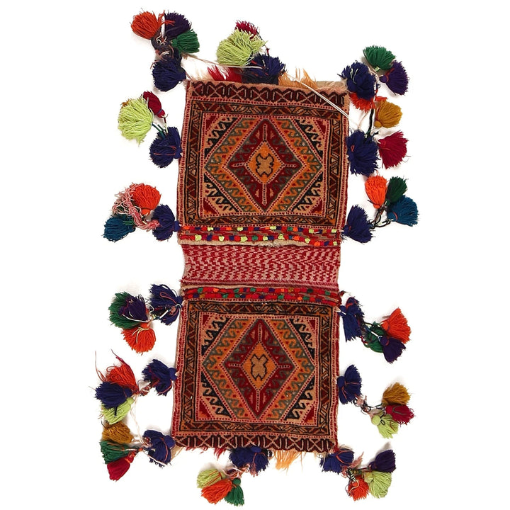 Afghan Belouch Saddle Bag Rug 1' 2" x 2' 5" Hand-Knotted | No. AL78005