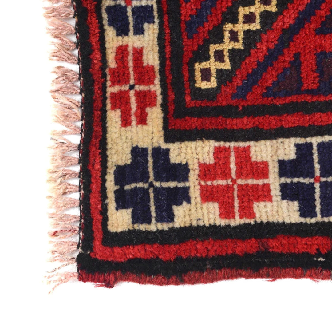 Red Afghan Baluchi Rug 2' 9" x 4' 2" Hand-Knotted | No. AL78010