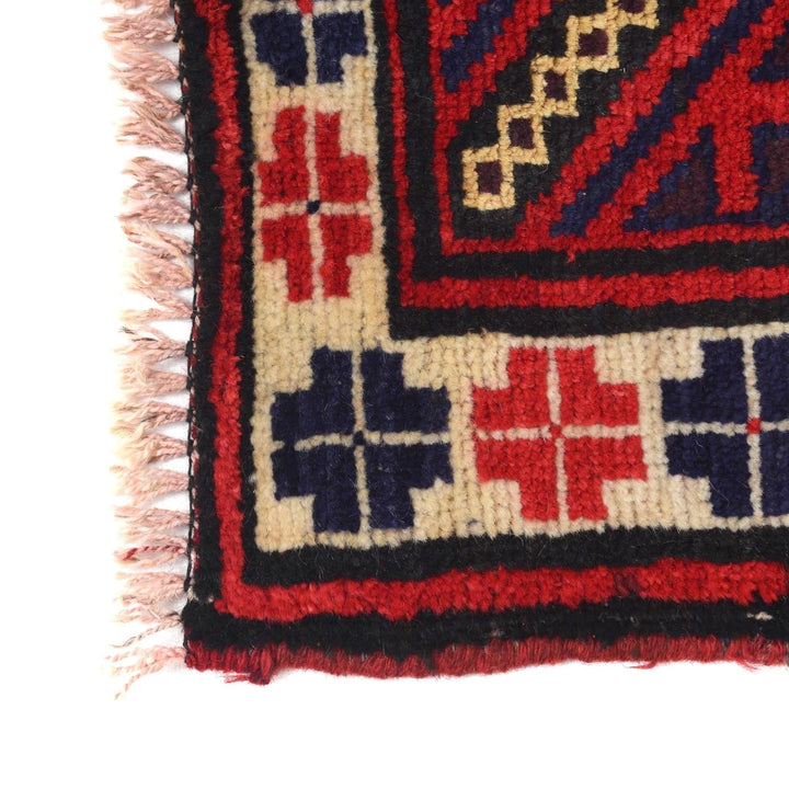 Red Afghan Baluchi Rug 2' 9" x 4' 2" Hand-Knotted | No. AL78010